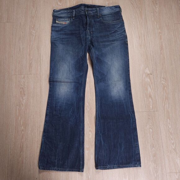 Diesel Jeans Men 32x30(35x31) Blue Zathan Bootcut Denim Distressed Western - Picture 1 of 16
